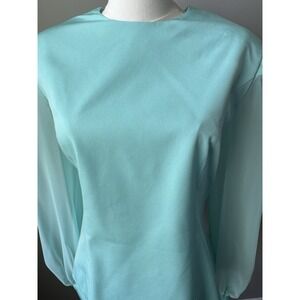 Turquoise 2 Pc Outfit Set Palazzo Pants Top Womens 12 Vintage Gene Roye